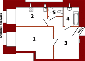 План однокомнатной квартиры по адресу: Садовая 32/1, вариант 1к-1, 2 этаж
