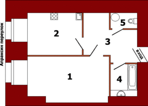 План однокомнатной квартиры по адресу: Садовая 32/1, вариант 1к-2, 2 этаж