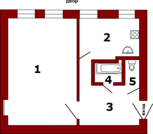 План однокомнатной квартиры по адресу: ул. Гороховая 30, 1 этаж (бельэтаж)