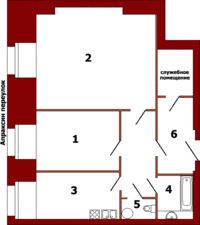План двухкомнатной квартиры по адресу: Садовая 32/1, вариант 2к - 1, 2 этаж