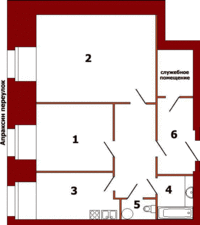 План двухкомнатной квартиры по адресу: Садовая 32/1, вариант 2к-2, 5 этаж