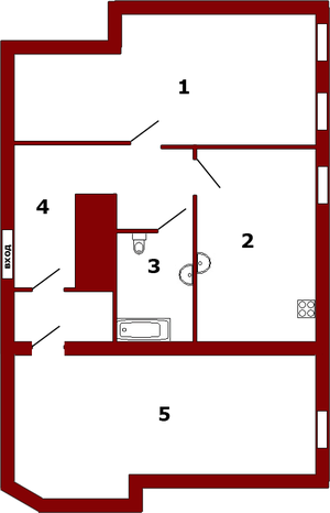 План двухкомнатной квартиры по адресу: Садовая 32/1, вариант 2к-3, 6 этаж