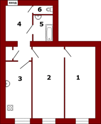 План двухкомнатной квартиры по адресу: Апраксин 9, 4 этаж